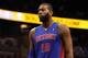 Dec 27, 2013; Orlando, FL, USA; Detroit Pistons power forward Greg Monroe (10) against the Orlando Magic during the second half at Amway Center. Orlando Magic defeated the Detroit Pistons 109-92. Mandatory Credit: Kim Klement-USA TODAY Sports