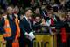 MANCHESTER, ENGLAND - AUGUST 12: Manchester United manager Louis Van Gaal is congratulated by the fans after winning his home debut in the Pre Season Friendly match between Manchester United and Valencia at Old Trafford on August 12, 2014 in Manchester,