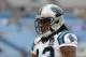 Aug 8, 2014; Charlotte, NC, USA; Carolina Panthers wide receiver Kelvin Benjamin (13) warms up before the game against the Buffalo Bills at Bank of America Stadium. Mandatory Credit: Sam Sharpe-USA TODAY Sports