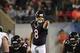 Aug 8, 2014; Chicago, IL, USA; Chicago Bears quarterback Jimmy Clausen (8) gestures against the Philadelphia Eagles in the third quarter during a preseason game at Soldier Field. Mandatory Credit: David Banks-USA TODAY Sports