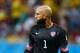 Jul 1, 2014; Salvador, BRAZIL; United States goalkeeper Tim Howard (1) against Belgium during the round of sixteen match in the 2014 World Cup at Arena Fonte Nova. Belgium defeated USA 2-1 in overtime. Mandatory Credit: Mark J. Rebilas-USA TODAY Sports