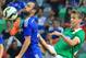 LJUBLJANA, SLOVENIA - JULY 27: Cesc Fabregas of Chelsea is challenged by Nik Kapunik (R) of Olimpija Ljubljana during the Pre Season Friendly match between FC Olimpija Ljubljana and Chelsea at Stozice stadium in Ljubljana, Slovenia on Sunday, July 27, 20