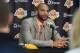 EL SEGUNDO, CA - JULY 25: Carlos Boozer #5 of the Los Angeles Lakers speaks to the media during a press conference at the Toyota Sports Center on July 25, 2014 in El Segundo, California. NOTE TO USER: User expressly acknowledges and agrees that, by downlo