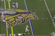 On this play, Bridgewater (not pictured because of the size of the photo) stares down his receiver (19) running a crossing route. Instead of identifying his tight end, who has beat his man to the outside, Bridgewater takes a sack (which was called back because of an Oakland penalty).