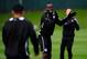 NEWCASTLE UPON TYNE, ENGLAND - MARCH 13: Newcastle player Cheick Tiote (c) leads the warm up dance routine during Newcastle United training at The Little Benton training ground on March 13, 2013 in Newcastle upon Tyne, England. (Photo by Stu Forster/Get