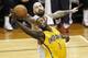 Apr 26, 2014; Atlanta, GA, USA; Indiana Pacers guard Lance Stephenson (1) grabs a rebound past Atlanta Hawks center Pero Antic (6) in the third quarter in game four of the first round of the 2014 NBA Playoffs at Philips Arena. Mandatory Credit: Brett Davi