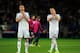 PARIS, FRANCE - APRIL 02: (L-R) Dejected Chelsea players Gary Cahill and John Terry applaud the travelling fans following his team's 3-1 defeat during the UEFA Champions League quarter final, first leg match between Paris Saint Germain and Chelsea at Par
