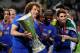 AMSTERDAM, NETHERLANDS - MAY 15: (L-R) David Luiz, Ramires and Oscar of Chelsea pose with trophy during the UEFA Europa League Final between SL Benfica and Chelsea FC at Amsterdam Arena on May 15, 2013 in Amsterdam, Netherlands. (Photo by Jamie McDonald/
