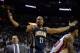May 26, 2014; Miami, FL, USA; Indiana Pacers forward David West (21) questions for a call against the Miami Heat in game four of the Eastern Conference Finals of the 2014 NBA Playoffs at American Airlines Arena. The Heat won 102-90. Mandatory Credit: Stev