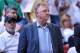 May 24, 2014; Miami, FL, USA; Indiana Pacers president Larry Bird watches the game against the Miami Heat in game three of the Eastern Conference Finals of the 2014 NBA Playoffs at American Airlines Arena. Miami Heat defeated the Indiana Pacers 99-87. Ma