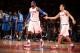 NEW YORK, NY - FEBRUARY 24: Carmelo Anthony #7 of the New York Knicks and Pablo Prigioni #9 of the New York Knicks celebrate during a game at Madison Square Garden in New York City. NOTE TO USER: User expressly acknowledges and agrees that, by downloading