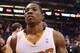 PHOENIX, AZ - APRIL 14: Eric Bledsoe #2 of the Phoenix Suns walks off the court following the NBA game against the Memphis Grizzlies at US Airways Center on April 14, 2014 in Phoenix, Arizona. The Grizzlies defeated the Suns 97-91. NOTE TO USER: User ex