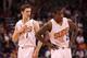 PHOENIX, AZ - DECEMBER 18: Goran Dragic #1 and Eric Bledsoe #2 of the Phoenix Suns await a free throw shot during the NBA game against the San Antonio Spurs at US Airways Center on December 18, 2013 in Phoenix, Arizona. The Spurs defeated the 108-101. N