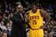CLEVELAND, OH - DECEMBER 29: Head coach Mike Brown of the Cleveland Cavaliers provides instruction to Anthony Bennett #15 during a break in the action against the Golden State Warriors at The Quicken Loans Arena on December 29, 2013 in Cleveland, Ohio. N