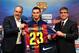 BARCELONA, SPAIN - AUGUST 10: (L-R) FC Barcelona Sport Director Andoni Zubizarreta, Thomas Vermaelen and FC Barcelona Vice-President Jordi Mestre as Thomas Vermaelen is unveiled as a new player for FC Barcelona at the Camp Nou stadium on August 10, 2014