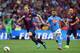 GENEVA, SWITZERLAND - AUGUST 06: Ivan Rakitic (L) of FC Barcelona in action against Lorenzo Insigne of SSC Napoli during the pre-season friendly match between FC Barcelona and SSC Napoli on August 6, 2014 in Geneva, Switzerland. (Photo by Valerio Pennic