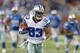 DETROIT, MI - OCTOBER 27: Terrance Williams #83 of the Dallas Cowboys scores on a sixty yard pass from Tony Romo #9 in the fourth quarter of the game against the Detroit Lions at Ford Field on October 27, 2013 in Detroit, Michigan. The Lions defeated the