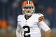 DETROIT, MI - AUGUST 09: Johnny Manziel #2 of the Cleveland Browns warms up prior to the start of the preseason game against the Detroit Lions at Ford Field on August 9, 2014 in Detroit, Michigan. The Lions defeated the Browns 13-12 in a preseason game.