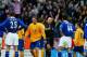 LEICESTER, ENGLAND - MARCH 20: Duncan Ferguson of Everton (#10) is sent off during the Barclaycard Premiership match between Leicester City and Everton at the Walkers Stadium on March 20, 2004 in Leicester, England. (Photo by Ross Kinnaird/Getty Images)