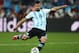 SAO PAULO, BRAZIL - JULY 09: Sergio Aguero of Argentina shoots and scores his penalty kick in a shootout during the 2014 FIFA World Cup Brazil Semi Final match between the Netherlands and Argentina at Arena de Sao Paulo on July 9, 2014 in Sao Paulo, Brazi