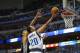 DALLAS, TX - MAY 02: Devin Harris #20 of the Dallas Mavericks takes a shot against Tim Duncan #21 of the San Antonio Spurs in Game Six of the Western Conference Quarterfinals during the 2014 NBA Playoffs at American Airlines Center on May 2, 2014 in Dall