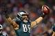 PHILADELPHIA, PA - JANUARY 04: Zach Ertz #86 of the Philadelphia Eagles celebrates after scoring a 3 yard touchdown pass from Nick Foles #9 in the fourth quarter against the New Orleans Saints to take the lead 24-23 during their NFC Wild Card Playoff gam