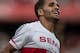 SAO PAULO, BRAZIL - APRIL 20: Douglas of Sao Paulo team celebrates the second goal against Botafogo during the Brasileirao Series A 2014 match between Sao Paulo and Botafogo at Morumbi Stadium on April 20, 2014 in Sao Paulo, Brazil. (Photo by Jonne Roriz/
