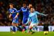 MANCHESTER, ENGLAND - FEBRUARY 03: David Silva of Manchester City looks to break away from Willian of Chelsea during the Barclays Premier League match between Manchester City and Chelsea at Etihad Stadium on February 3, 2014 in Manchester, England. (Phot