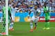 PORTO ALEGRE, BRAZIL - JUNE 25: Marcos Rojo of Argentina celebrates scoring his team's third goal during the 2014 FIFA World Cup Brazil Group F match between Nigeria and Argentina at Estadio Beira-Rio on June 25, 2014 in Porto Alegre, Brazil. (Photo by