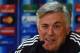 CARDIFF, WALES - AUGUST 11: In this handout image provided by UEFA, Real Madrid Manager Carlo Ancelotti during the Real Madrid press conference at Cardiff City Stadium on August 11, 2014 in Cardiff, Wales. (Photo by Handout/UEFA via Getty Images)