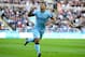 NEWCASTLE UPON TYNE, ENGLAND - AUGUST 17: Sergio Aguero of Manchester City celebrates after scoring his team's second goal during the Barclays Premier League match between Newcastle United and Manchester City at St James' Park on August 17, 2014 in Newca