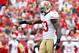 Dec 15, 2013; Tampa, FL, USA; San Francisco 49ers inside linebacker NaVorro Bowman (53) points during the first quarter against the Tampa Bay Buccaneers at Raymond James Stadium. Mandatory Credit: Kim Klement-USA TODAY Sports