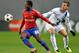 KHIMKI, RUSSIA - OCTOBER 23: Seydou Doumbia (L) of PFC CSKA Moscow in action against Matija Nastasic of Manchester City FC during the UEFA Champions League Group D match between PFC CSKA Moscow and Manchester City FC at the Arena Khimki Stadium on October