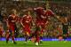 LIVERPOOL, ENGLAND - AUGUST 19: Glen Johnson of Liverpool celebrates scoring his team's second goal during the Barclays Premier League match between Liverpool and Stoke City at Anfield on August 19, 2009 in Liverpool, England. (Photo by Clive Brunskill/