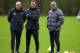 MANCHESTER, ENGLAND - APRIL 05: Sir Alex Ferguson the manager of Manchester United looks on with Rene Meulensteen (c) and Mike Phelan his assistant (l) during a Manchester United training session ahead of the UEFA Champions League quarter-final first leg