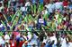 WILLIAMSPORT, PA - AUGUST 20: Spectators cheer during the Little League World Series tournament August 20, 2002 in Williamsport, Pennsylvania. Harlem, New York defeated Aptos, California 5-2, advancing to the semifinals. (Photo by Stephen Chernin/Getty