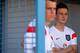 AUBAGNE, FRANCE - MAY 28: Josh McEachran of England prepares to warm up during the Toulon Tournament Group B match between England and South Korea at the Stade De Lattre on May 28, 2014 in Aubagne, France. (Photo by Christopher Lee/Getty Images)