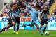 NEWCASTLE UPON TYNE, ENGLAND - AUGUST 17: David Silva of Man City scores the opening goal during the Barclays Premier League match between Newcastle United and Manchester City at St James' Park on August 17, 2014 in Newcastle upon Tyne, England. (Photo