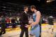 LOS ANGELES, CA - APRIL 13: Pau Gasol #16 of the Los Angeles Lakers and Marc Gasol #33 of the Memphis Grizzlies greet each other after their game at Staples Center on April 13, 2014 in Los Angeles, California. NOTE TO USER: User expressly acknowledges and