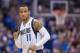 May 2, 2014; Dallas, TX, USA; Dallas Mavericks guard Monta Ellis (11) reacts to his team taking the lead against the San Antonio Spurs during the second half in game six of the first round of the 2014 NBA Playoffs at American Airlines Center. Ellis leads