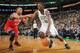 BOSTON, MA - OCTOBER 21: Jeff Green #8 of the Boston Celtics drives the ball against Evan Turner #12 of the Philadelphia 76ers on October 21, 2012 at the TD Garden in Boston, Massachusetts. NOTE TO USER: User expressly acknowledges and agrees that, by dow