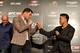 HONG KONG - JUNE 24: Michael Bisping (L) with his opponent Cung Le (R) during the Macao UFC Fight Night Press Conference at the Four Season Hotel on June 24, 2014 in Hong Kong, Hong Kong. (Photo by Jayne Russell/Getty Images)