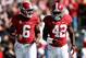 TUSCALOOSA, AL - NOVEMBER 17: Blake Sims #6 and Eddie Lacy #42 of the Alabama Crimson Tide react after Lacy's touchdown against the Western Carolina Catamounts at Bryant-Denny Stadium on November 17, 2012 in Tuscaloosa, Alabama. (Photo by Kevin C. Cox/G