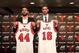 CHICAGO, IL - JULY 18: Chicago Bulls general manager Gar Forman and head coach Tom Thibodeau introduce newly-signed free agents Nikola Mirotic and Pau Gasol during a press conference at the United Center on July 18, 2014 in Chicago, Illinois. NOTE TO USE