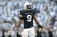 Oct 12, 2013; University Park, PA, USA; Penn State Nittany Lions cornerback Jordan Lucas (9) during the second quarter against the Michigan Wolverines at Beaver Stadium. Penn State defeated Michigan 43-40 in overtime. Mandatory Credit: Matthew O'Haren-USA