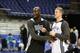 LONDON, ENGLAND - JANUARY 15: Kevin Garnett and Mason Plumlee of the Brooklyn Nets during practice as part of the 2014 Global Games on January 15, 2014 at The O2 Arena in London, England. NOTE TO USER: User expressly acknowledges and agrees that, by down