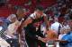 LAS VEGAS, NV - JULY 16: Bruno Caboclo #5 of the Toronto Raptors handles the ball against the Houston Rockets on July 16, 2014 at the Thomas & Mack Center in Las Vegas, Nevada. NOTE TO USER: User expressly acknowledges and agrees that, by downloading and