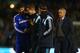 BURNLEY, ENGLAND - AUGUST 18: Diego Costa, Fernando Torres and Filipe Luis of Chelsea share a joke as Manager Jose Mourinho of Chelsea looks on after the Barclays Premier League match between Burnley and Chelsea at Turf Moor on August 18, 2014 in Burnley