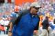 Sep 21, 2013; Gainesville, FL, USA; Florida Gators offensive line coach Tim Davis prior to the game against the Tennessee Volunteers at Ben Hill Griffin Stadium. Mandatory Credit: Kim Klement-USA TODAY Sports
