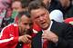 MANCHESTER, ENGLAND - AUGUST 16: Manchester United Manager Louis van Gaal speaks with Assistant Ryan Giggs (L) prior to the Barclays Premier League match between Manchester United and Swansea City at Old Trafford on August 16, 2014 in Manchester, England